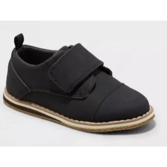 Cat & Jack NWT Adonis Derby Shoes Black Size 10 Boy Slip On Velcro Formal Causal - Picture 1 of 7